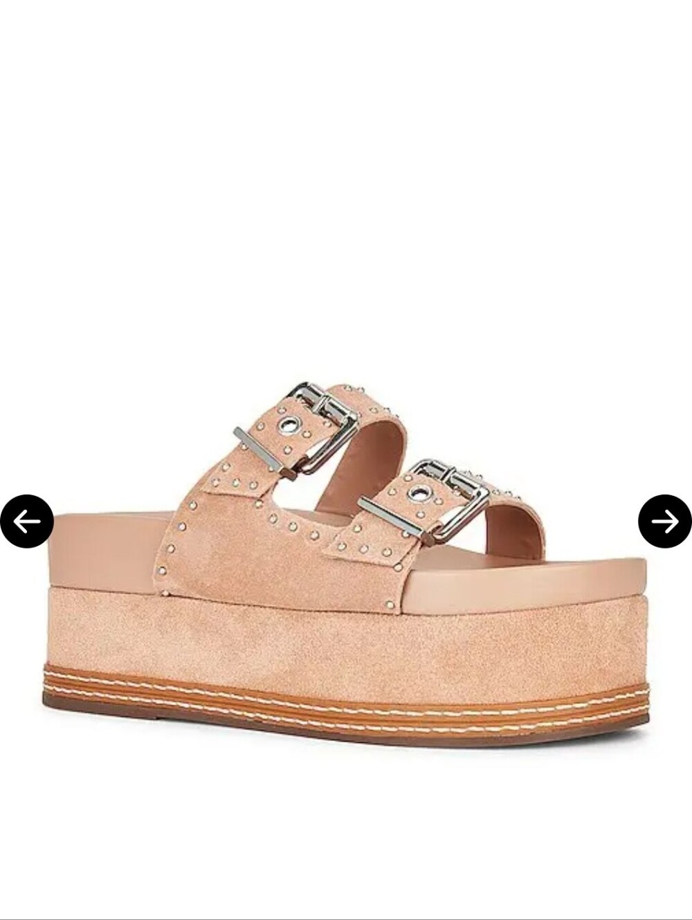 Schutz X Revolve Sirah Flatform Slide in True Beige